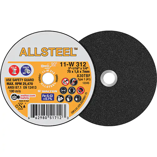 ALLSTEEL 3X1/16X1/4'' T1 CUT-OFF WHEEL