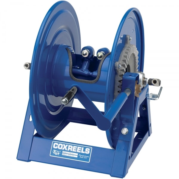 Coxreels Hand Crank Air Motor Hose Reel: 1/4" I.D., 138' hose capacity, less hose, 10000 PSI, Outlet: M14 x 1.5 Female