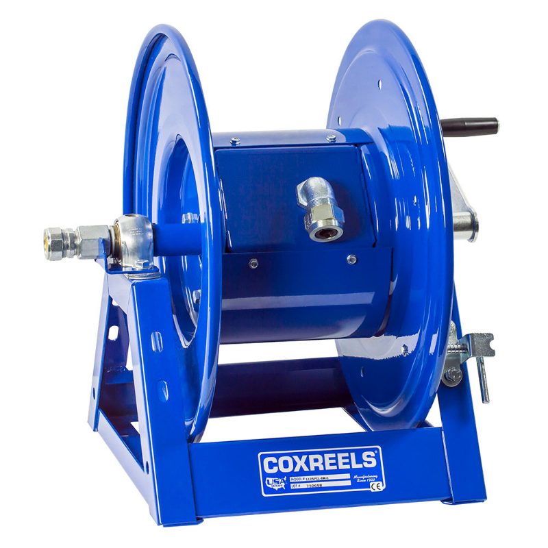 Coxreels Bevel Gear Crank Cord Reel: 3 Conductors, 200' of 10/3 cord capacity or 175' of 8/3, less cord, 600V, 45 AMPS