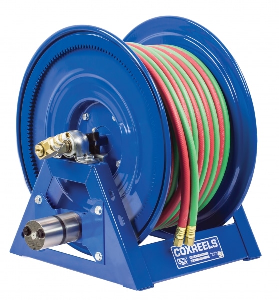Coxreels Dual Hose Air Motor Welding Reel for oxy-acetylene & "T" grade: 3/8" I.D., 150' hose, 200 PSI