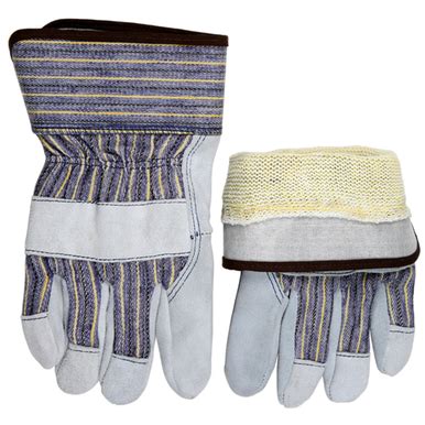 MCR Safety Gloves Prem shldr lthr palm PE cuff stripe back (1400M)
