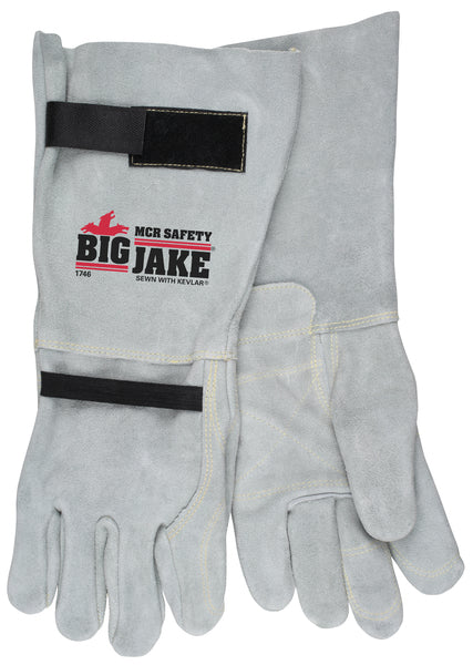 MCR Safety Gloves Full Lthr back 8" Gaunt inside dbl palm (1746S)