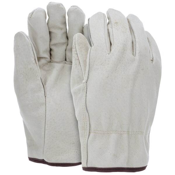 MCR Safety Gloves Ind Grade Pig Drvr White Fleece Lnd XL (3452XL)