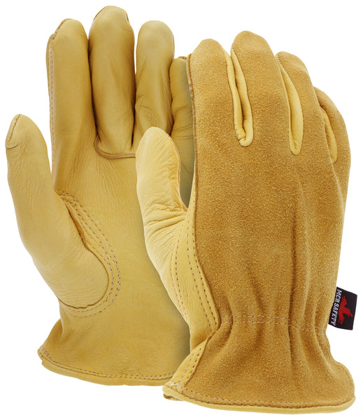 MCR Safety Gloves Deer Grain Drvr/Split Back w/Key Thumb X (3505XXL)