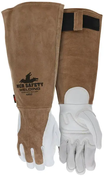 MCR Safety Gloves 18" Goat Grain Cow Split Back Welder M (4892M)