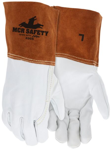 MCR Safety Gloves Cow Grain M/T Gray split cow cuff (4955XL)