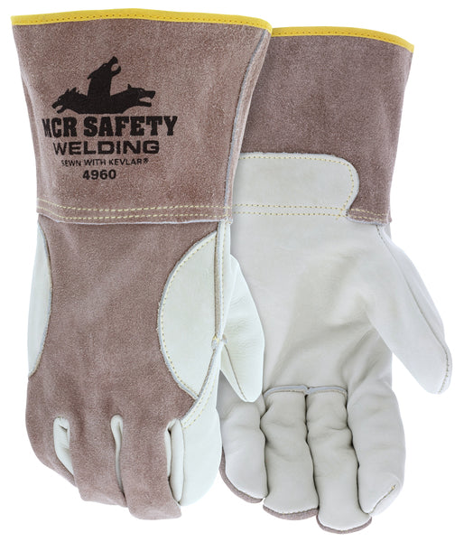 MCR Safety Gloves Cow Mig/Tig Weldr Sew w/Kevlar Split Bck (4960M)