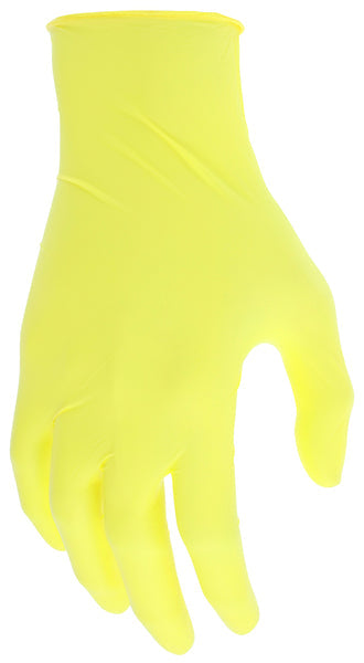 MCR Safety Gloves 3.5mil Econ, PF, NBR, Yellow XXL (60035YXXL)