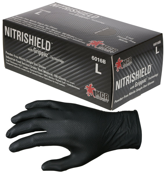 MCR Safety Gloves range 6 Mil Texture Nitrile PF Disp M (6016OM)