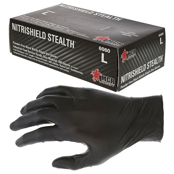 MCR Safety Gloves Nitri-Stealth Black Nitrile S (6060S)