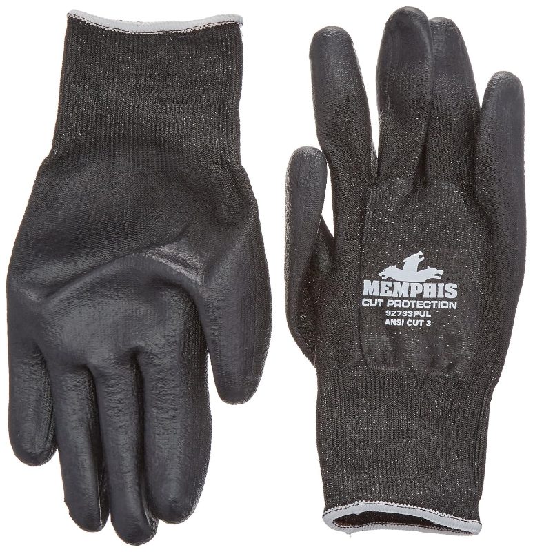 MCR Safety Gloves Memphis Cut Pro, 13ga S/P HPPE, Black NF (92723NFL)