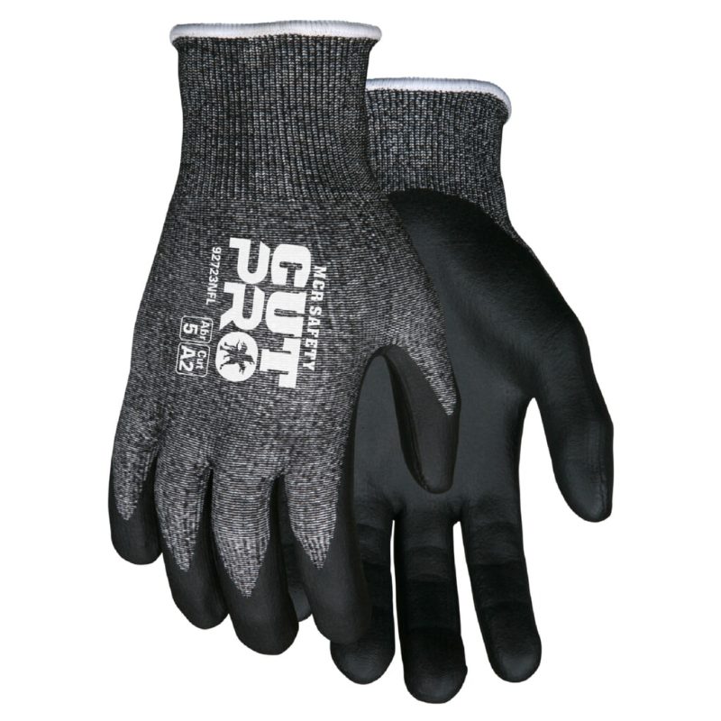 MCR Safety Gloves Memphis Cut Pro, 13ga S/P HPPE, Black NF (92723NFXL)
