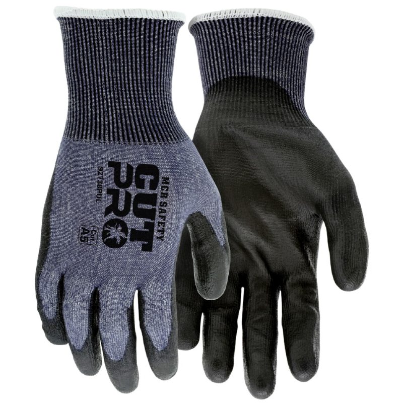 MCR Safety Gloves 18g,CutPro,Blue HyperMax,Gray PU XL (92738PUXL)