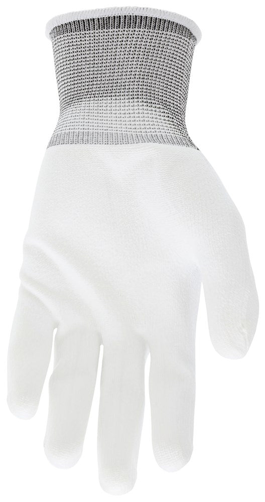 MCR Safety Gloves White Poly White PU 18 Gauge L (96658L)