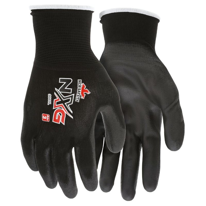 MCR Safety Gloves Black Nylon Black PU 13 Gauge L (9669L)