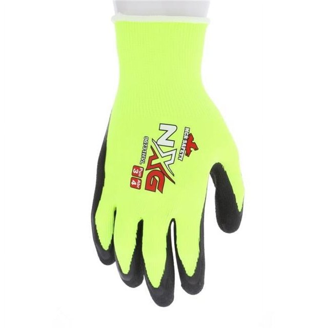 MCR Safety Gloves Yellow Hi-Vis/Black Foam Ltx, S (96731HVS)