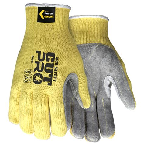 MCR Safety Gloves Grip Sharp Kevlar/Leather 7 Gauge (9686S)
