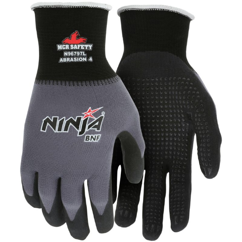 MCR Safety Gloves Ninja BNF, 15 G-Palm and dots coat S (N96797S)