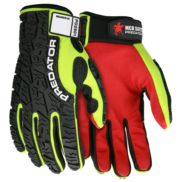 MCR Safety Gloves Predator Multi-Task HV Lime Red PVC Palm (PD2901L)