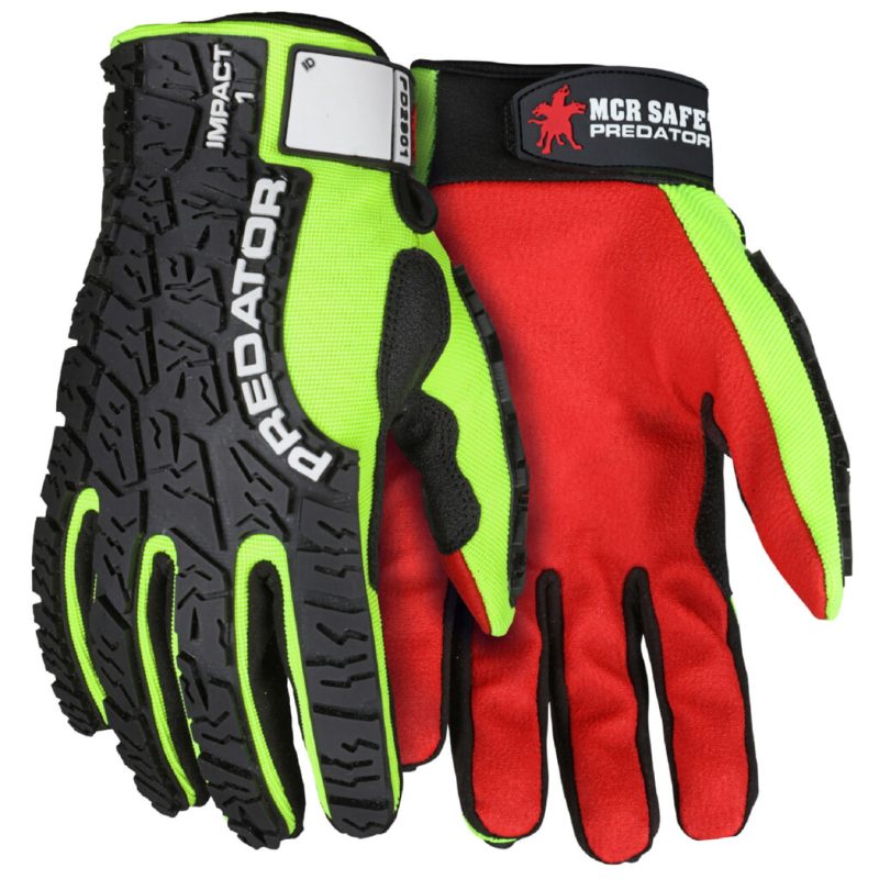 MCR Safety Gloves Predator Multi-Task HV Lime Red PVC Palm (PD2901XXL)