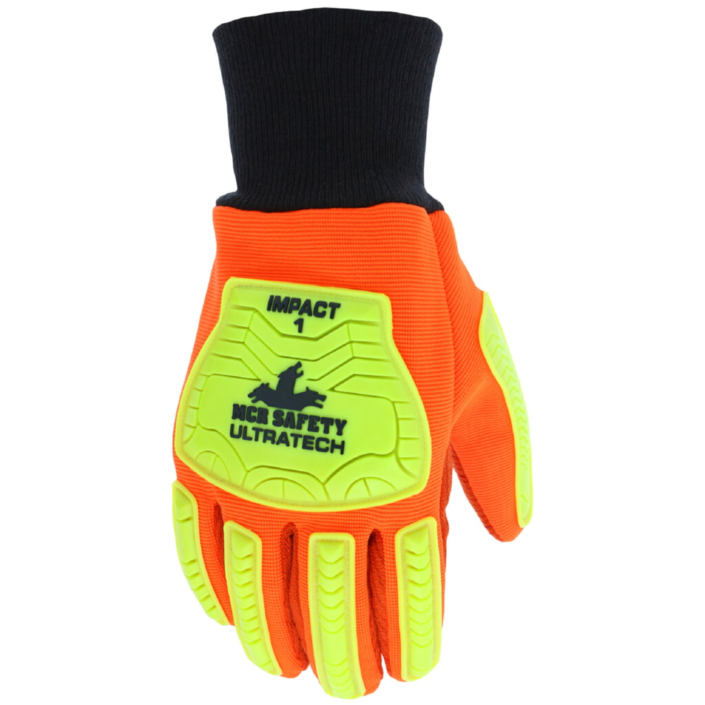 MCR Safety Gloves UltraTech Impact Orange Cotton Cord Palm (UT1902L)