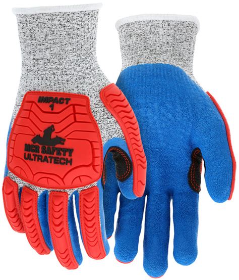 MCR Safety Gloves UltraTech Stitched, Blue Latex (UT1951XL)