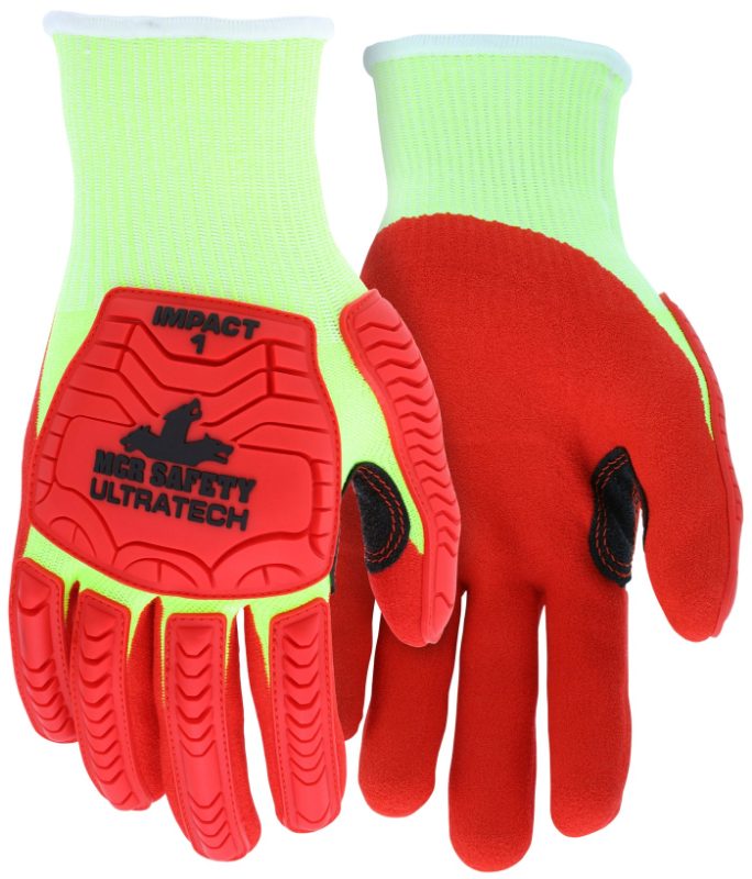 MCR Safety Gloves UltraTech Stitched A4, Hivis Red SFN (UT1953S)