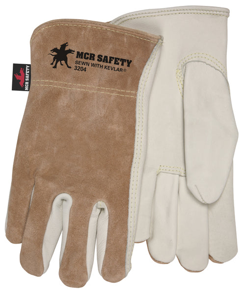 MCR Safety Gloves Cow Grain Drvr/Split Back Kevlar Key Thb (VP3204S)