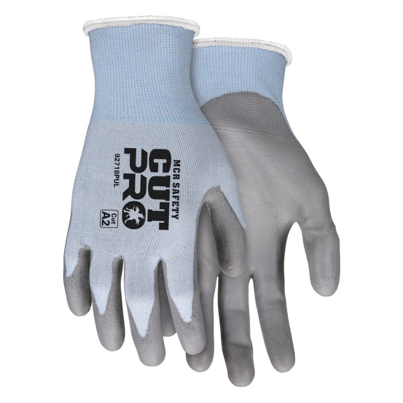 MCR Safety Gloves VP,Cut Pro,18ga,Blue HPPE, Gray PU XL (VP92718PUXL)