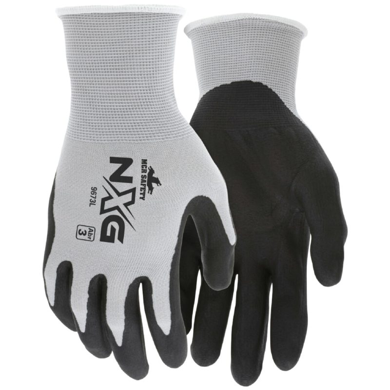 MCR Safety Gloves Gray Shell Black Foam Nitrile 13ga XS (VP9673XS)