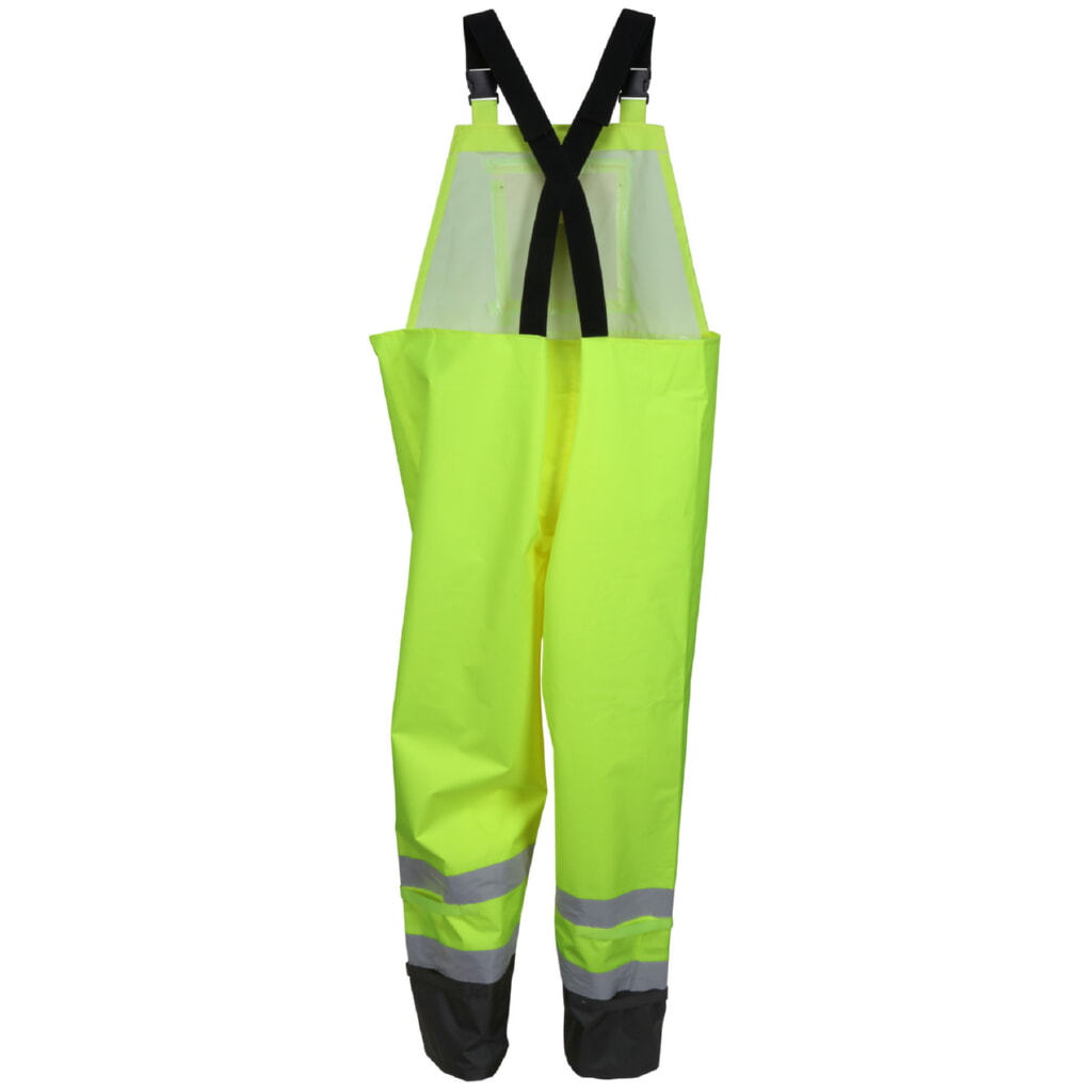 MCR Safety Garments PU/Poly,Bib Ovrll, Clss 3, Lime, Shaded (508SBPX3)