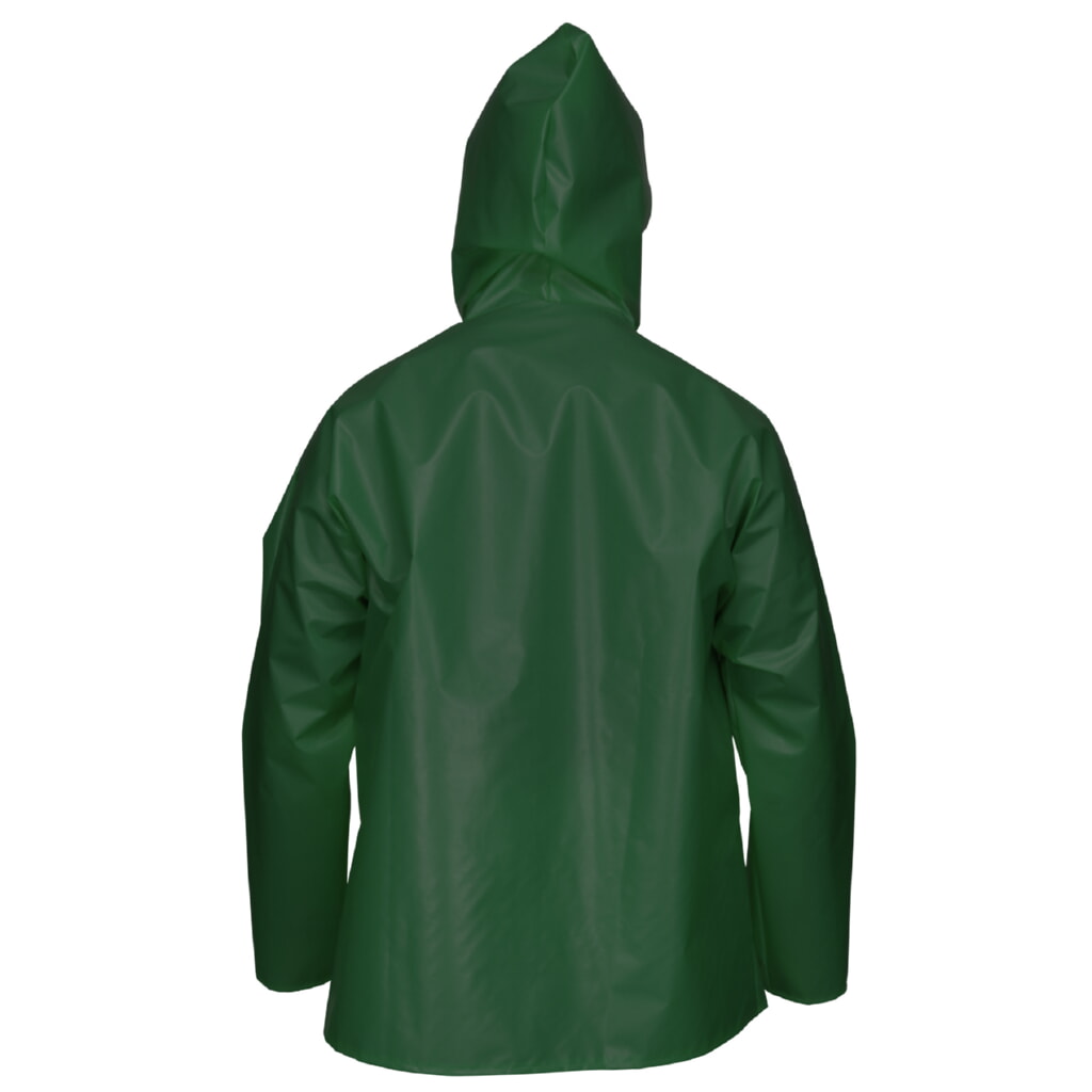 MCR Safety Garments .25mm,TPU/Nylon, Jckt w/Att Hood, Green (568JHXL)