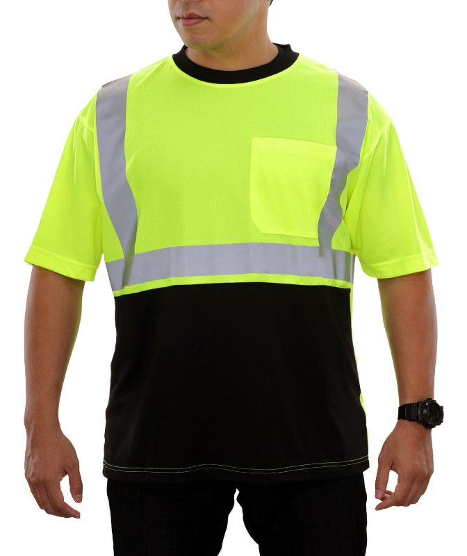 MCR Safety Garments LS Tshirt,CL3,Birdseye,Lime X4 (LSTSCL3MLX4)