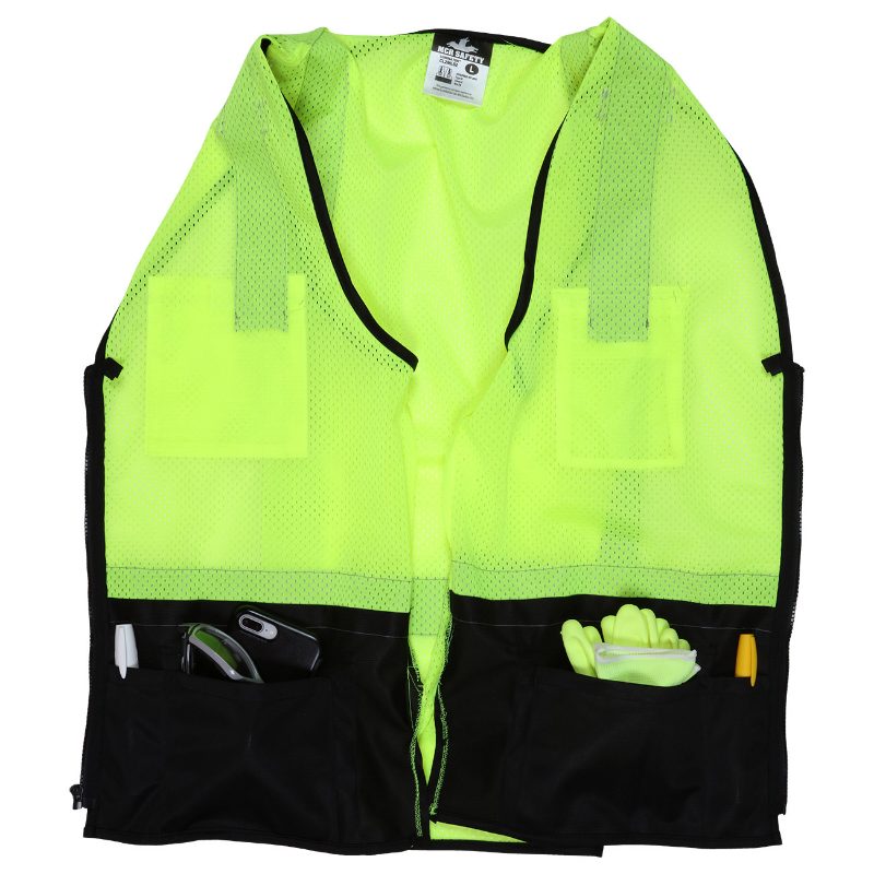 MCR Safety Garments Lime,Class2,Solid Front, Mesh Back X2 (PSURVCL2LSX2)