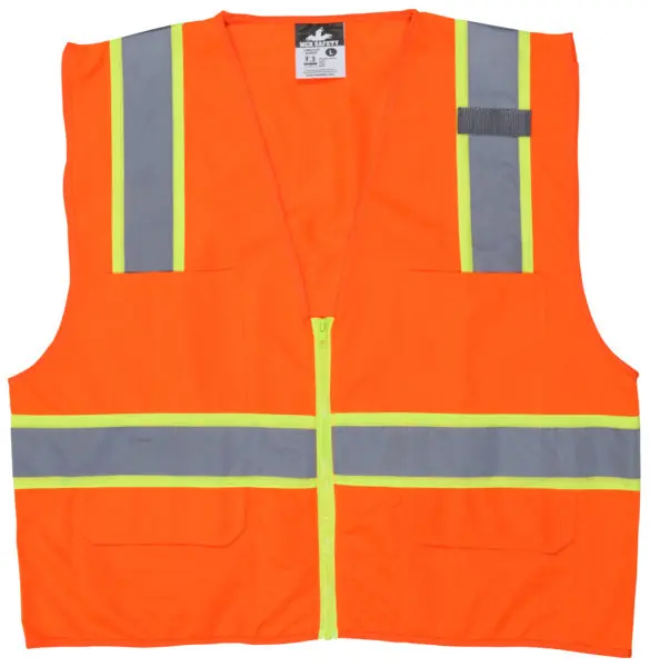 MCR Safety Garments Orange Class 2 Vst,Recy., 3" Lime/Silver (RSURVMOS)