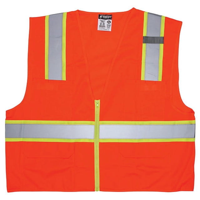 MCR Safety Garments Class 2, Surveyor, FL Orange,Silv/Lime X (SURVCL2OX4)