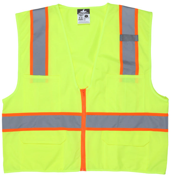 MCR Safety Garments Class 2, Poly Safety Vest, 3 Orange/Silv (SURVLX4)