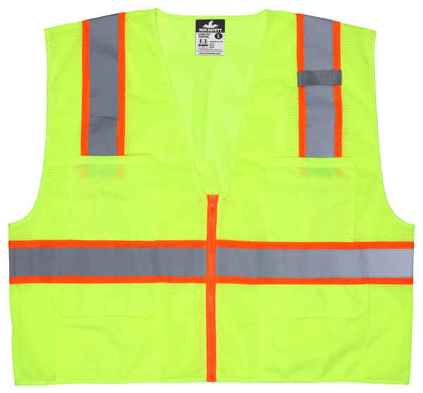 MCR Safety Garments Class 2, Poly Mesh Vest, 3" Ornge/Silver (SURVMLS)