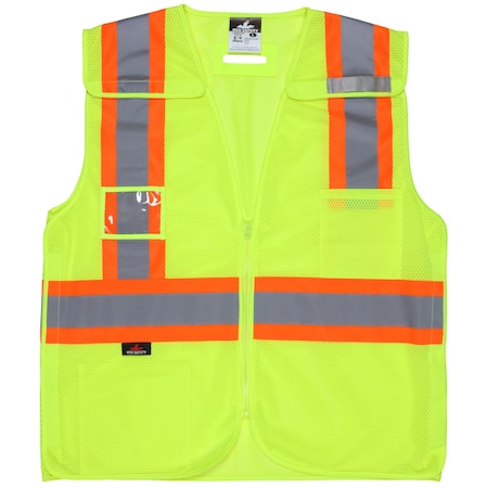 MCR Safety Garments CL 3,Mesh,Lime, Orange Cont. Trim X2 (V3210X2)