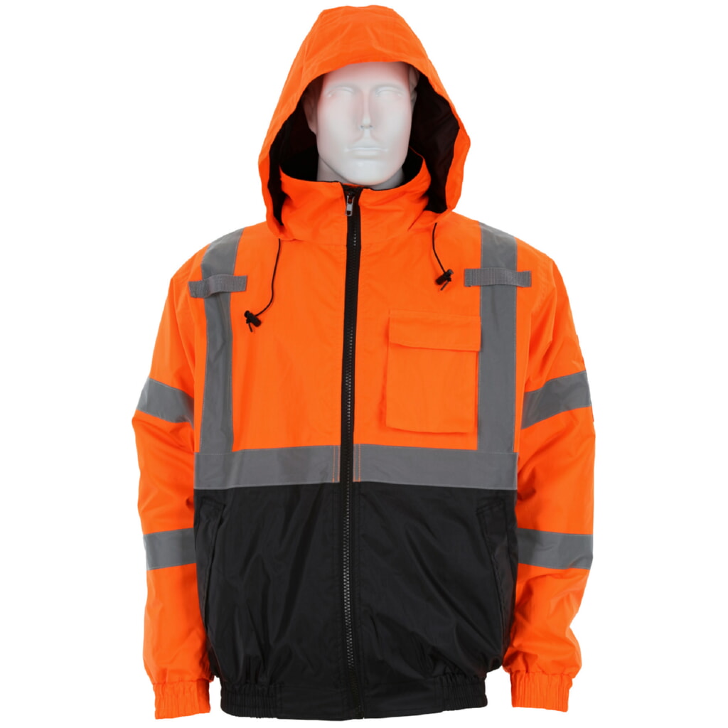 MCR Safety Garments Org. Bmber Jket Quilted Clss 3 Blk. Bttm (VBBQCL3OX2)