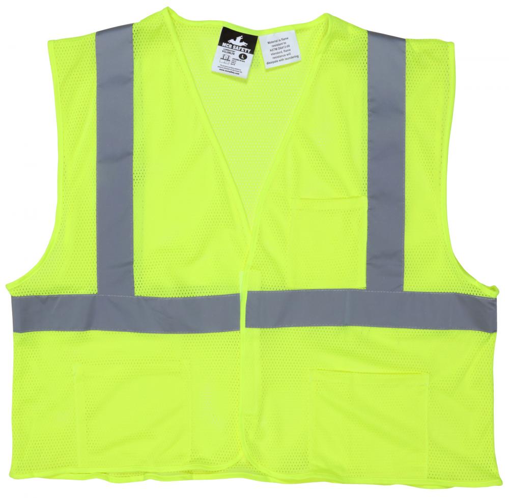 MCR Safety Garments Class 2,Econ Vest, Mesh, Lime,LF (VCL2MLFRL)