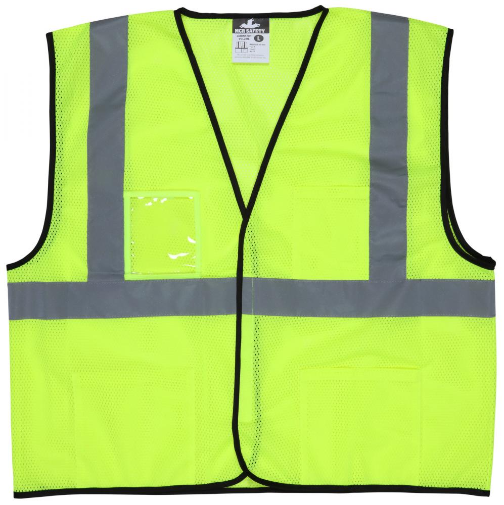 MCR Safety Garments Lime Green, Class 2, Economy Vest, Mesh (VCL2MLS)