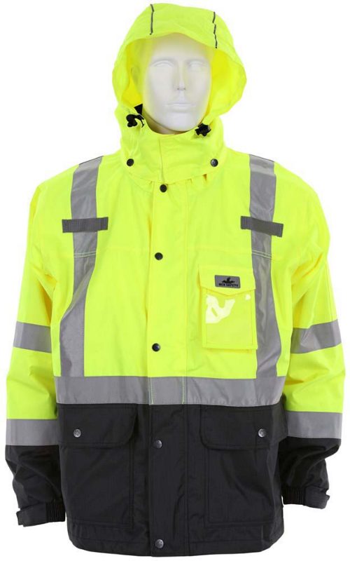 MCR Safety Garments Vortex, 3-in-1 Jacket, Lime, Class 3 X5 (VT238JHX5)