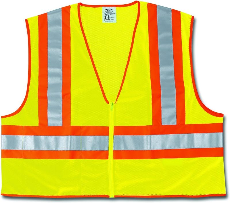 MCR Safety Garments Poly, Mesh Safety Vest, 4 1/2 Orange/Sil (WCCL2LXL)