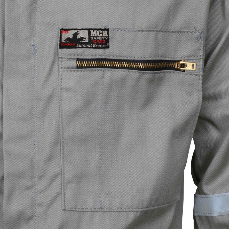 MCR Safety FR Garments Summit Breeze Cverall 7.0 oz Cotton Gray (SBC201158)