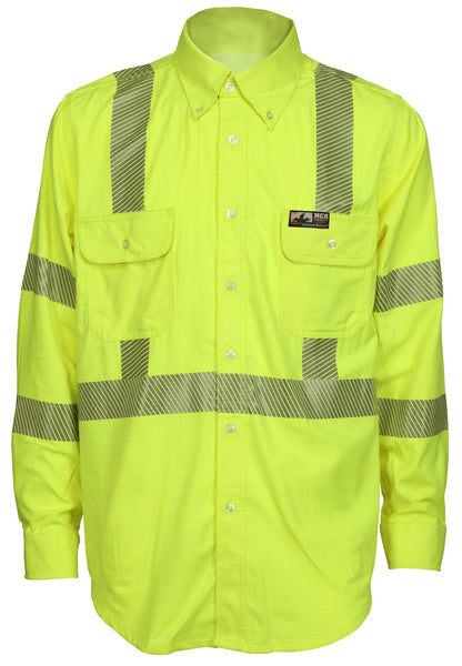 MCR Safety FR Garments Smt Brze Shirt, 5.5 oz. ,Class 3,Lime L (SBS1027L)