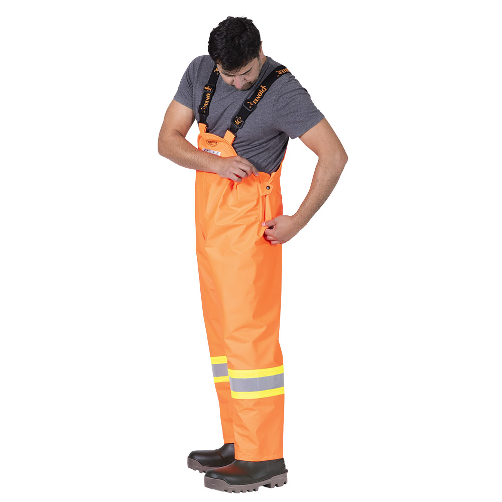 Hi-Vis FR Bib Pants – PU Stretch – Waterproof – Hi-Vis Orange – 6XL