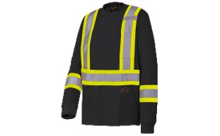 Hi-Vis 100% Cotton Long-Sleeved Safety Shirt- Black – M