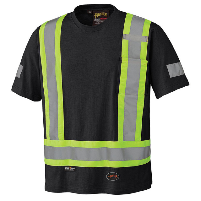 Hi-Vis 100% Cotton Safety T-Shirt – Black – 4XL