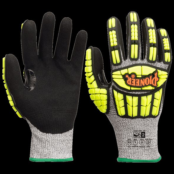 Touch-Screen Cut-Resistant Gloves – Cut Level A5 – Sandy Nitrile Coating – Hi-Vis Orange/Black – 2XL